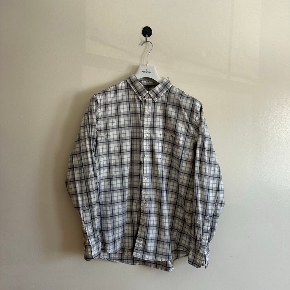 Vineyard Vines Slim Fit Tucker Shirt Gray White Plaid Men's XL Button Down